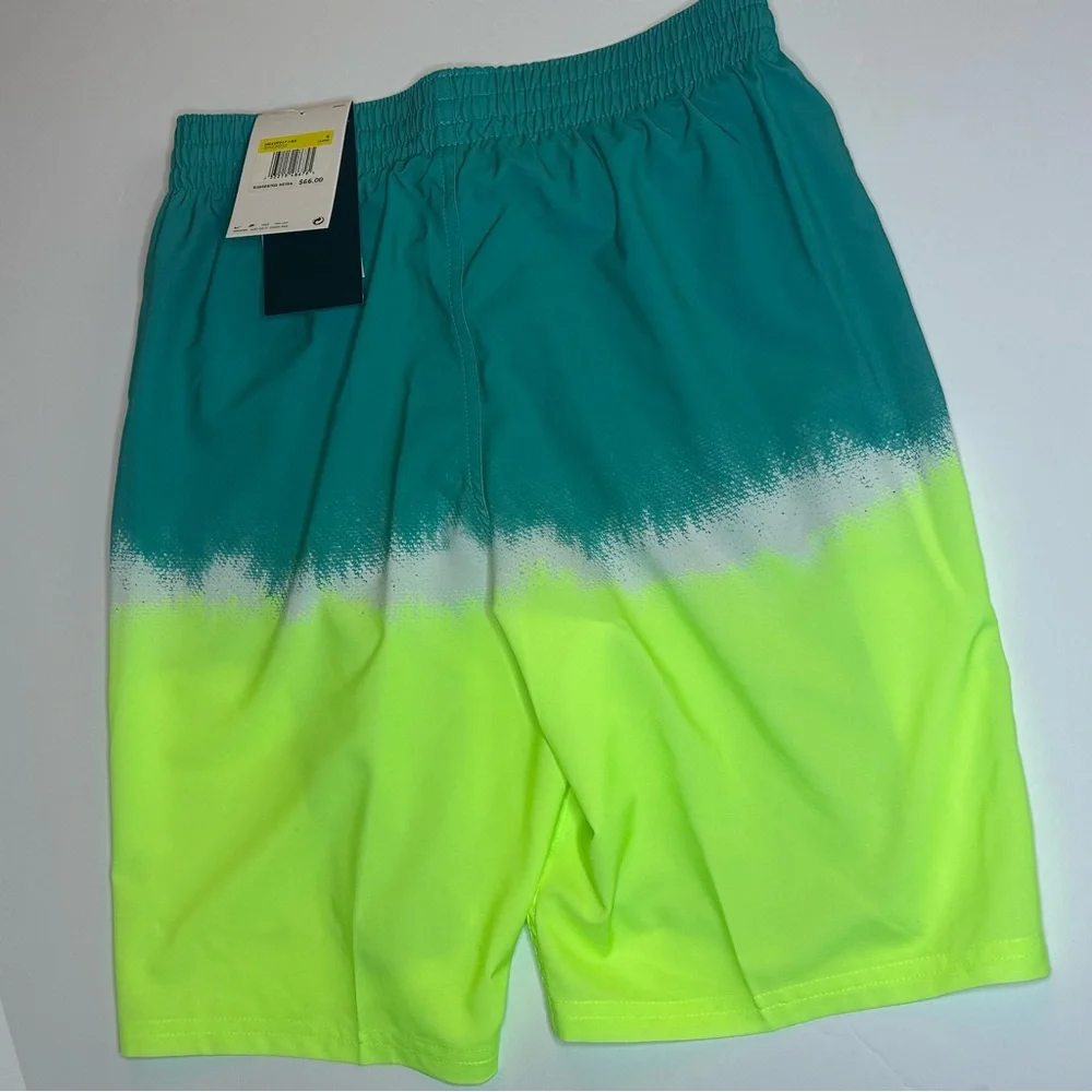 Nike Turquoise and Neon Green Swim Shorts